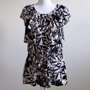 Alfani Silk Ruffle Print Blouse  Size 10